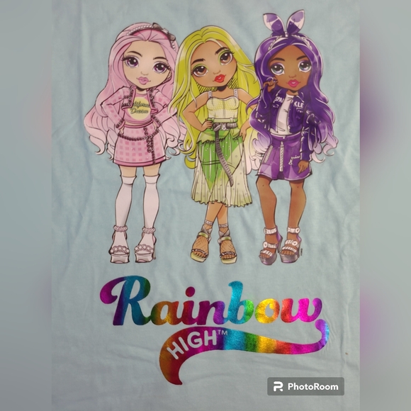Rainbow High Girls Aqua Blue Short Sleeve Graphic Tees Size 10/12 - Picture 3 of 9